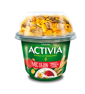 ACTIVIA Iaurt Mic Dejun Capsuni Fulgi De Cereale 168 G