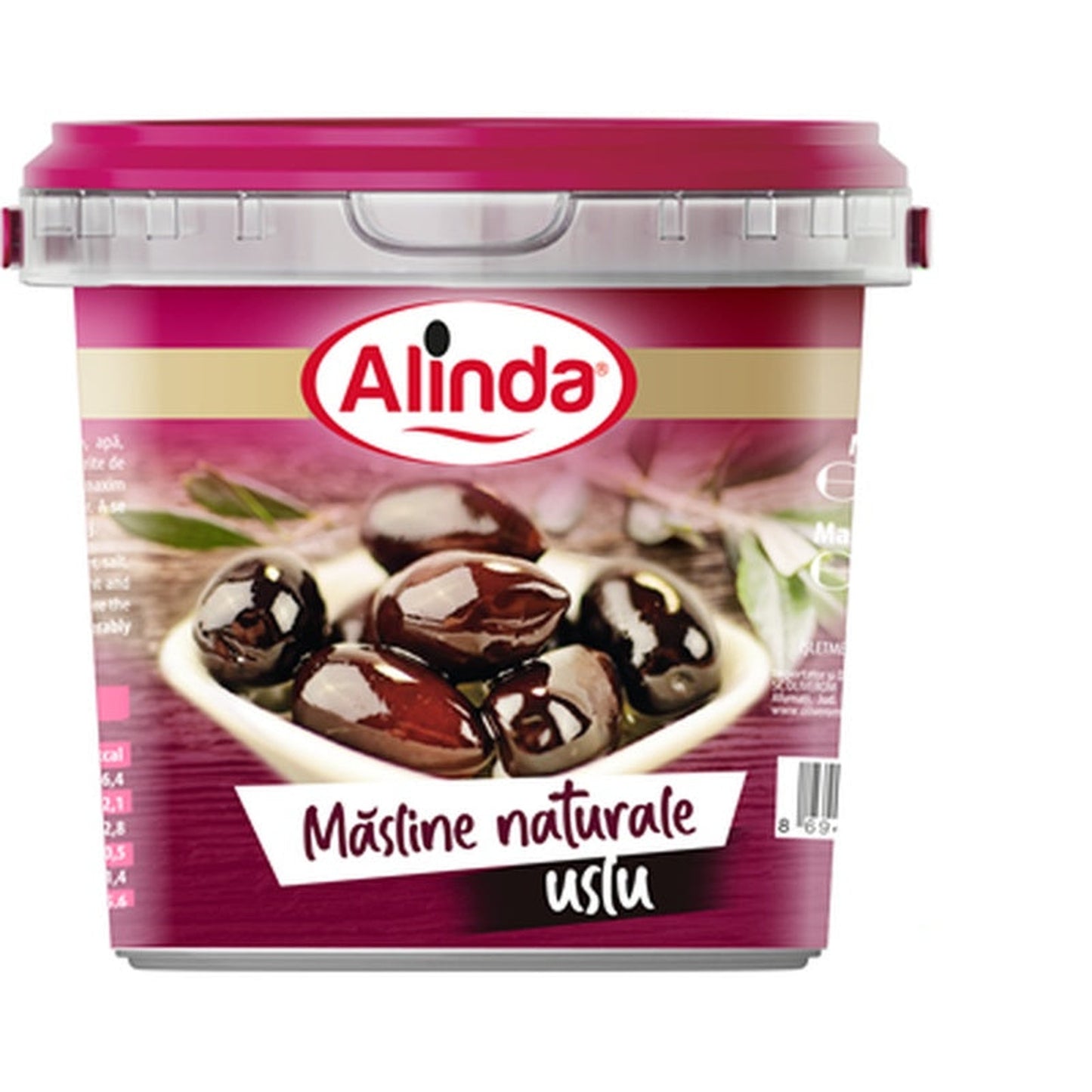 Alinda Masline Naturale Uslu in Saramura Calibrul 280 - 320 700 g