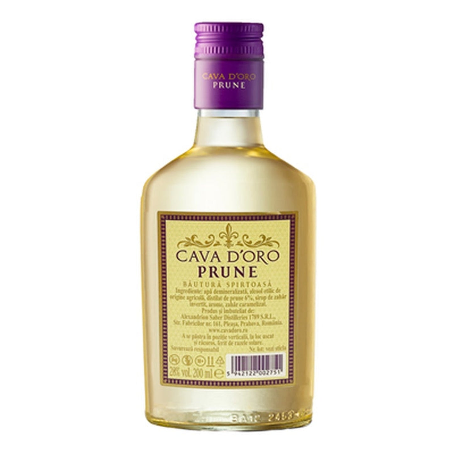 CAVA D'ORO Bautura Spirtoasa Prune 28% SGR 0,2 L
