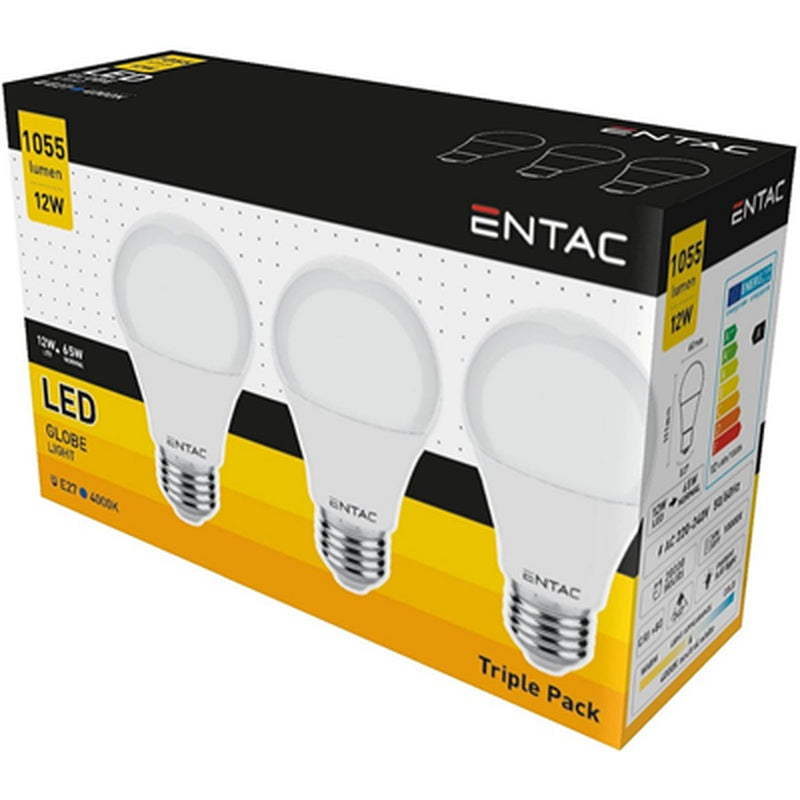 ENTAC Bec Led E27 12W 3 bucati