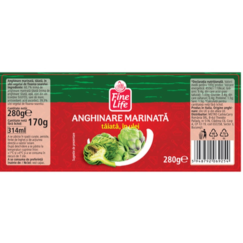 Fine Life Anghinare Taiata in Ulei 280 g