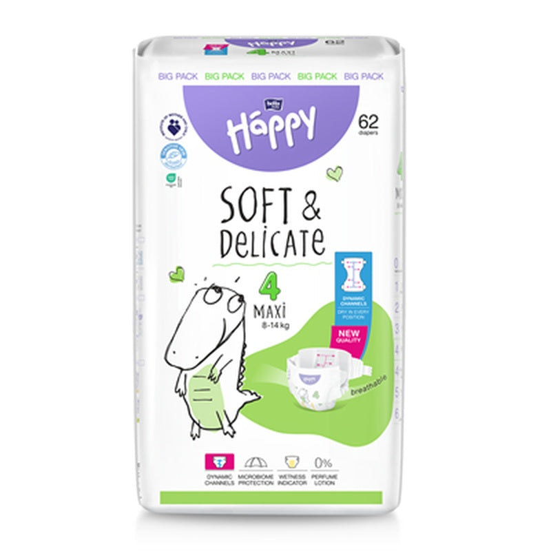 HAPPY Soft & Delicate Maxi 62 bucati Scutece Nr. 4