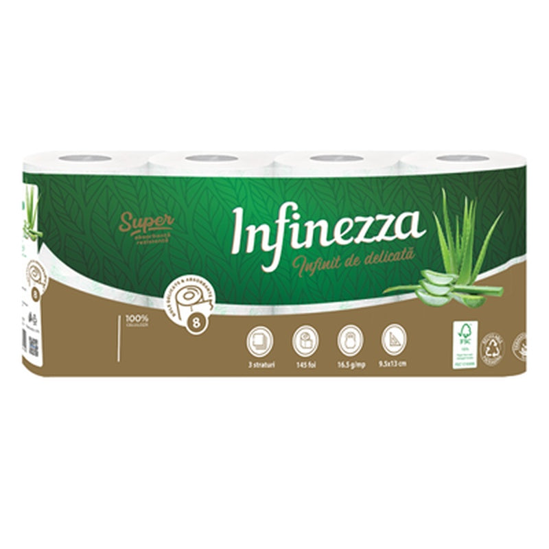 INFINEZZA Hartie Igienica Aloe 3 Straturi 8 role