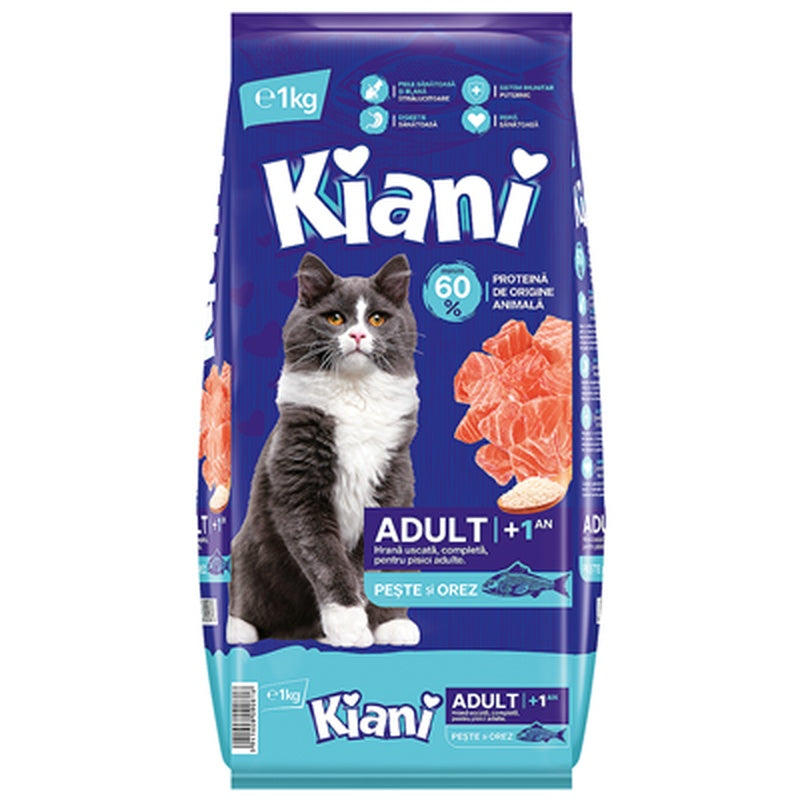 Kiani Adult Hrana Uscata pentru Pisici cu Peste si Orez 1 Kg