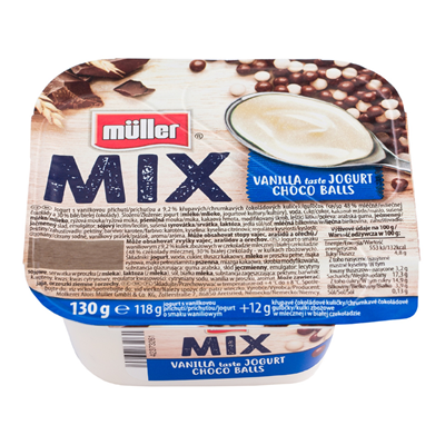 MULLER Iaurt Mix Ciocolata si Bilute de Cereale 130 g