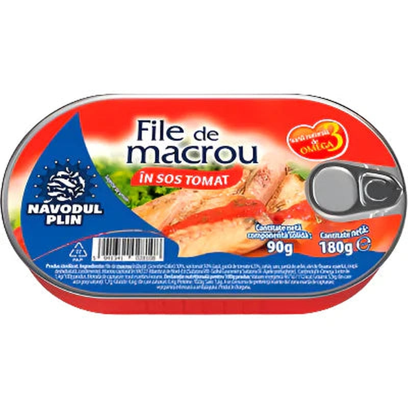 NAVODUL PLIN File Macrou in Sos Tomat 180 g