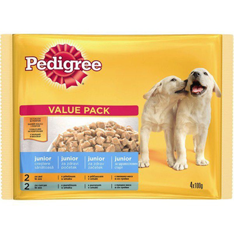 Pedigree Hrana Umeda Caini Junior Mix in Sos 4 x 100 g
