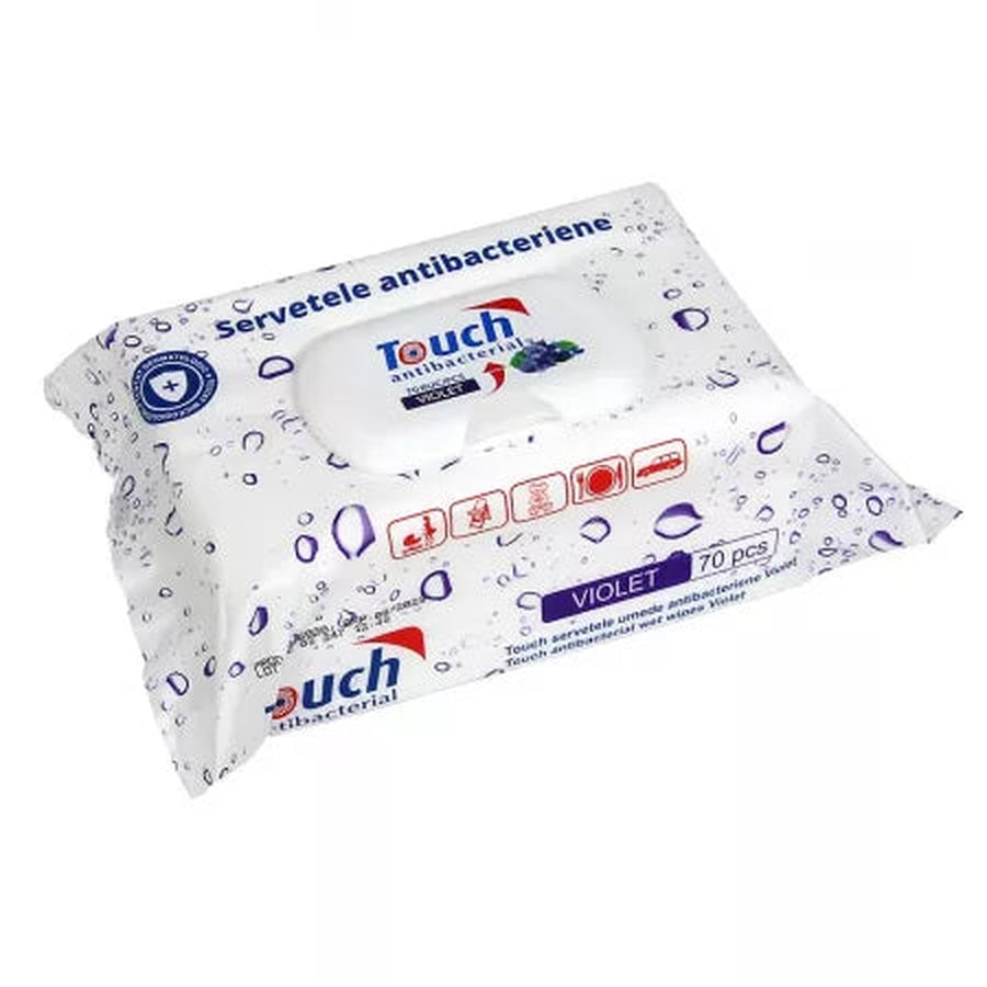 TOUCH Servetele Antibacteriene Violet 70 bucati