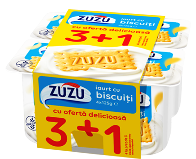 ZUZU Iaurt Biscuiti 3+1 4 x 125 g