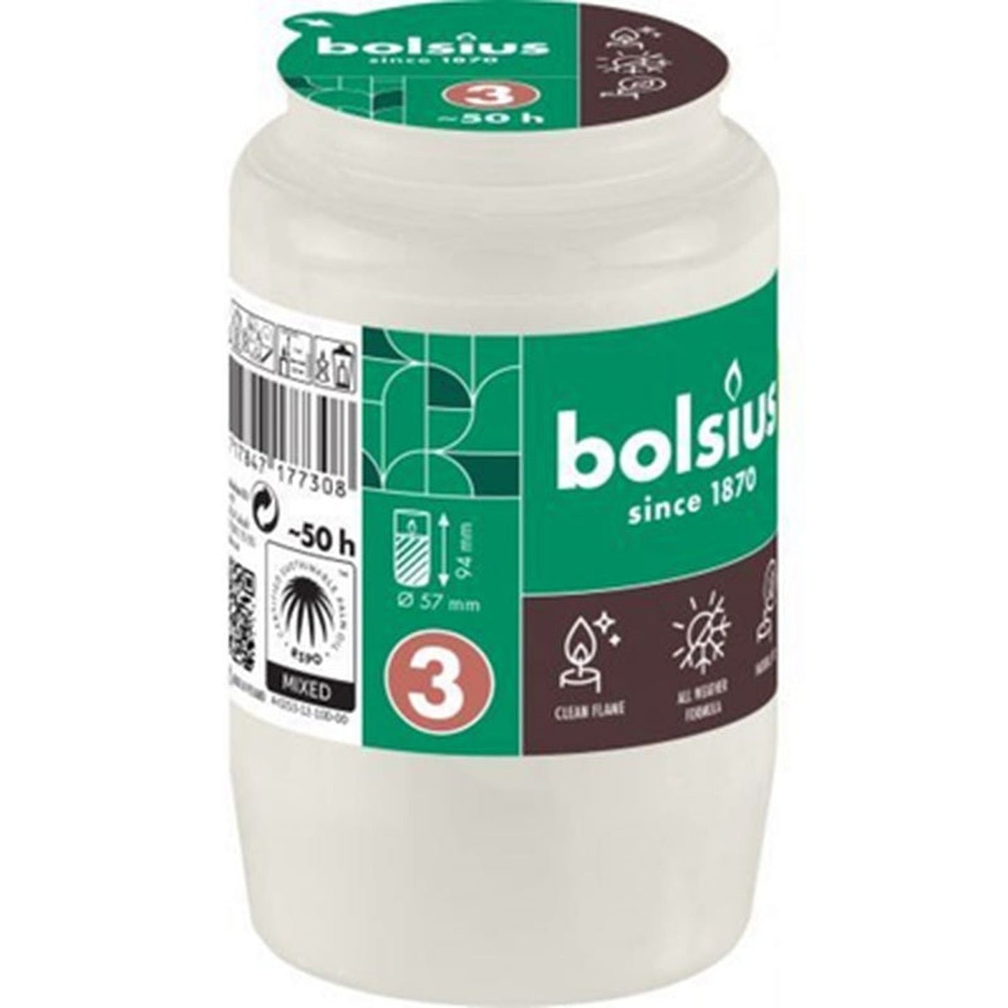 bolsius Rezerva Candela APX 50 H Alb
