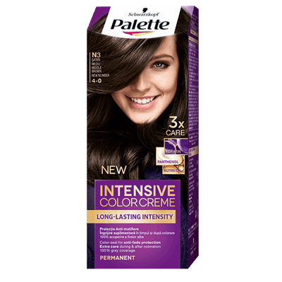 Palette INTENSIVE COLOR CREME Vopsea de Par Nuanta N3 Saten Mediu 110 ml - WALTI