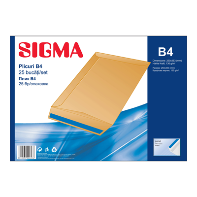 SIGMA Kraft Plic B4 Gumat 90G 25 bucati