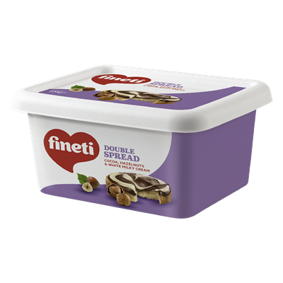 fineti Crema Bicolora Cacao & Alune de Padure & Crema de Lapte 600 g