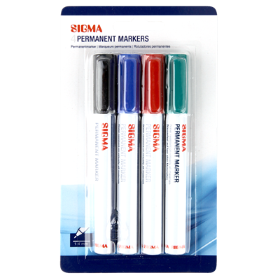 SIGMA Marker Permanent Asortat Aluminiu 4 bucati