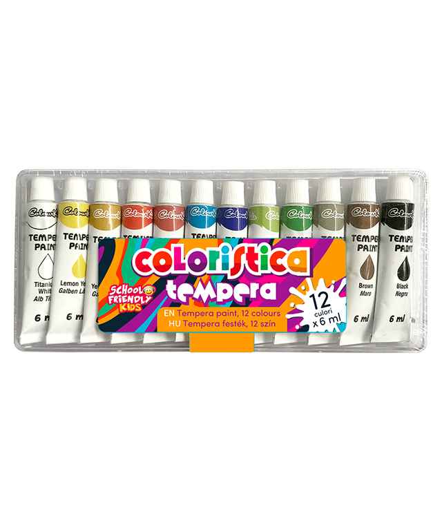 SCHOOL FRIENDLY COLORISTICA Acuarele Tempera 12 Culori 60 g