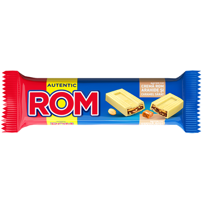 ROM Baton de Ciocolata Alba cu Arahide si Caramel 44 g - WALTI