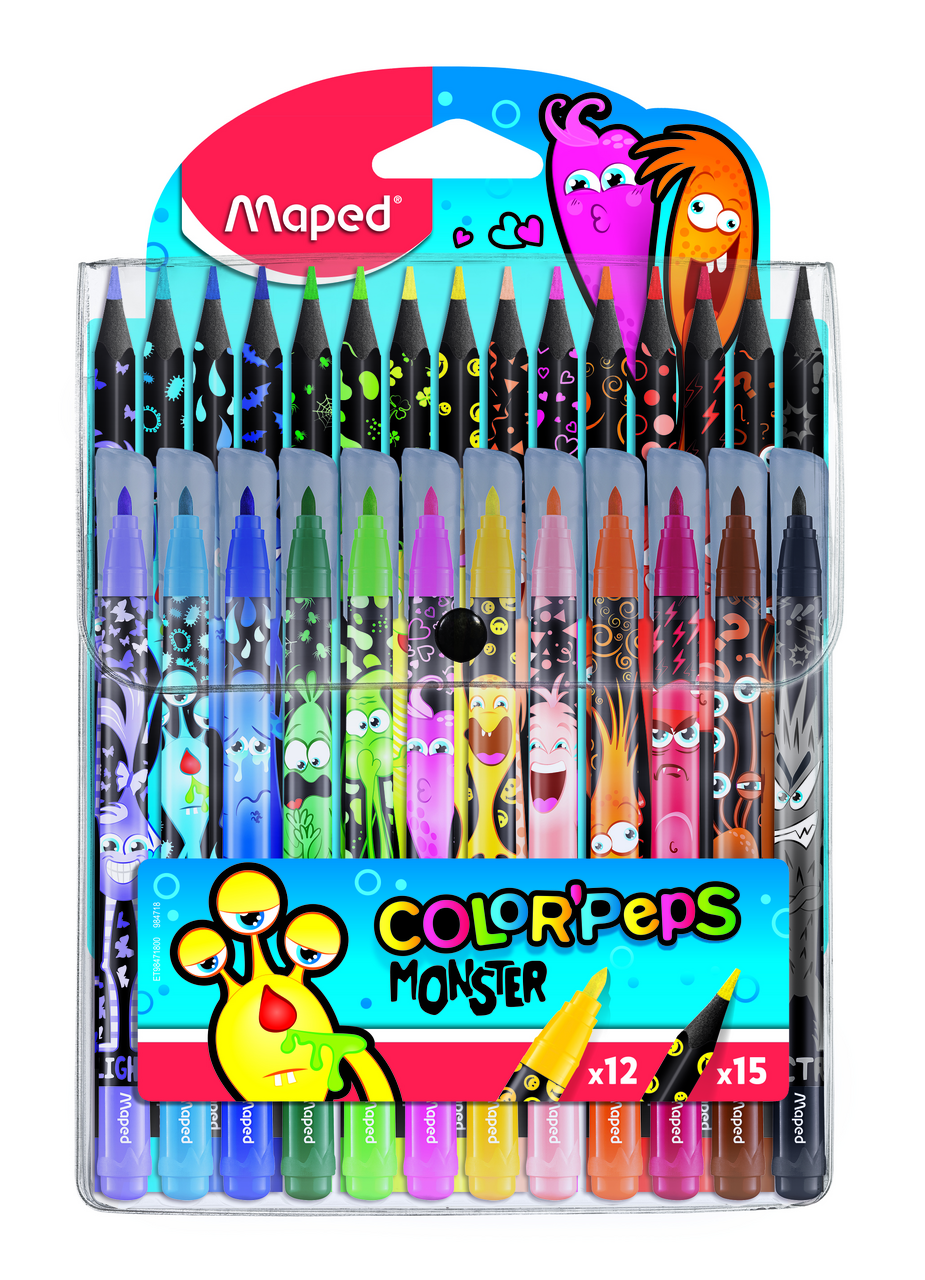 Maped Set 15 Creioane Colorate + 12 Carioci