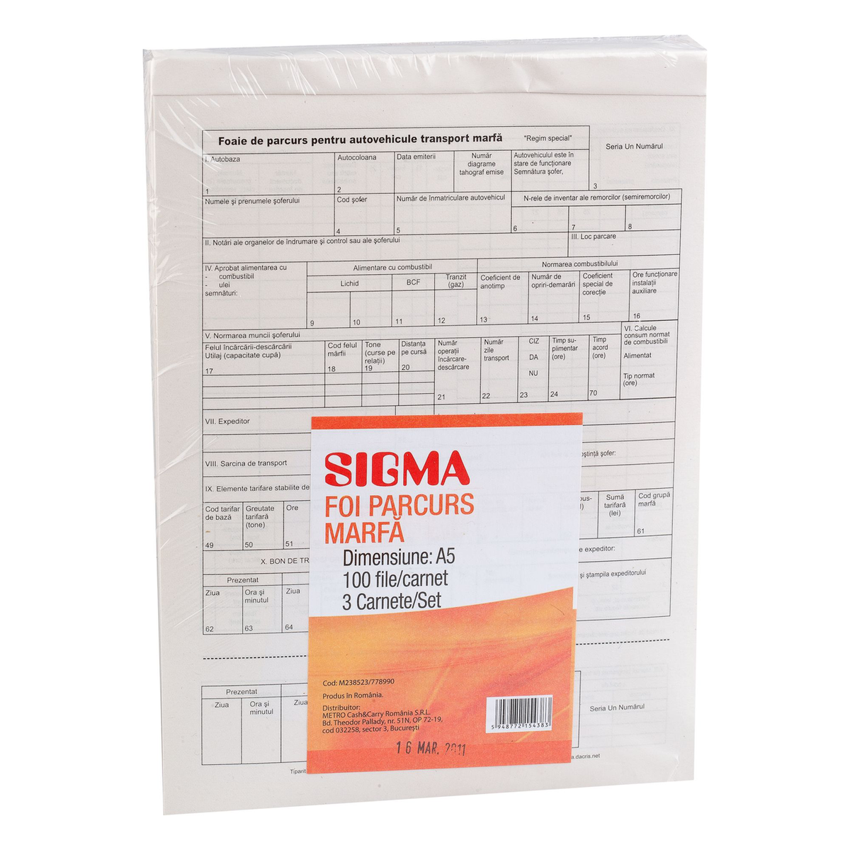 SIGMA Foi Parcurs Marfa A5 3 bucatiati/ Set