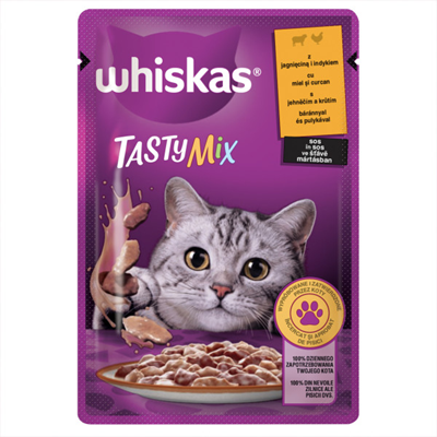 whiskas Tasty Mix Miel-Curcan-Adult in Sos 85 g