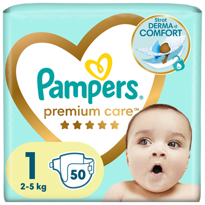 Pampers Scutece Premium Care Mărimea 1 2-5kg 50 bucati