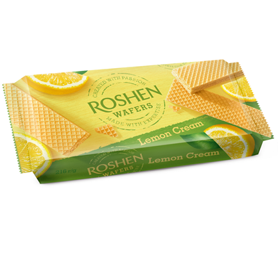 ROSHEN Wafers Lemon Napolitane cu Umplutură de Lămâie 75% 216 g - WALTI