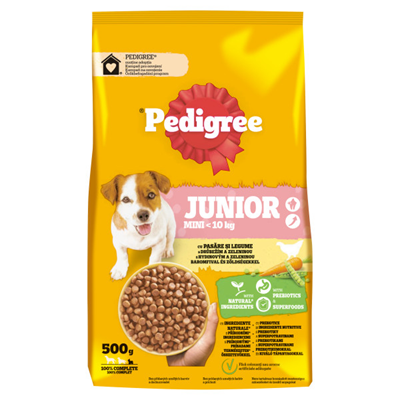 Pedigree Hrana Uscata cu Pasare si Legume pentru Caini Juniori de Talie Mica 500 g