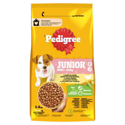 Pedigree Hrana Uscata pentru Caini Juniori S cu Pui si Legume 1,4 Kg