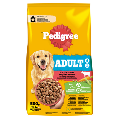 Pedigree Hrana Uscata cu Vita si Legume pentru Caini Adulti M/L 500 g