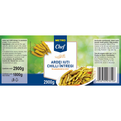 Ardei Iute Chilli in Otet 2,9 Kg