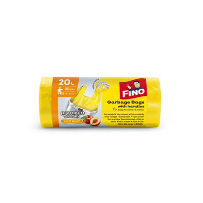 FINO Saci menajeri Premium Handles cu Aromă de Piersică 20L 30 bucati