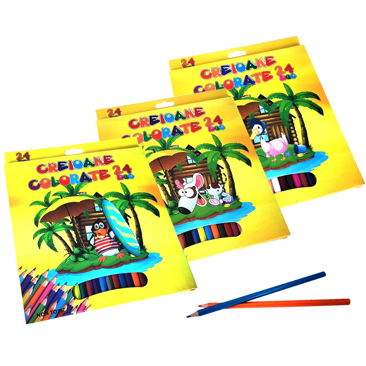 Creioane Colorate Lungi 24 bucati