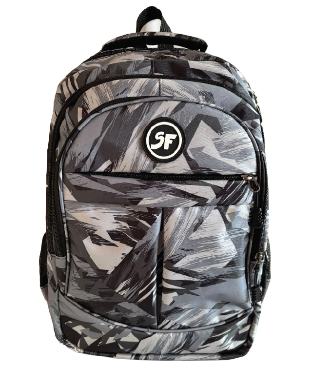 SCHOOL FRIENDLY Ghiozdan 4 Fermoare Camuflaj Negru