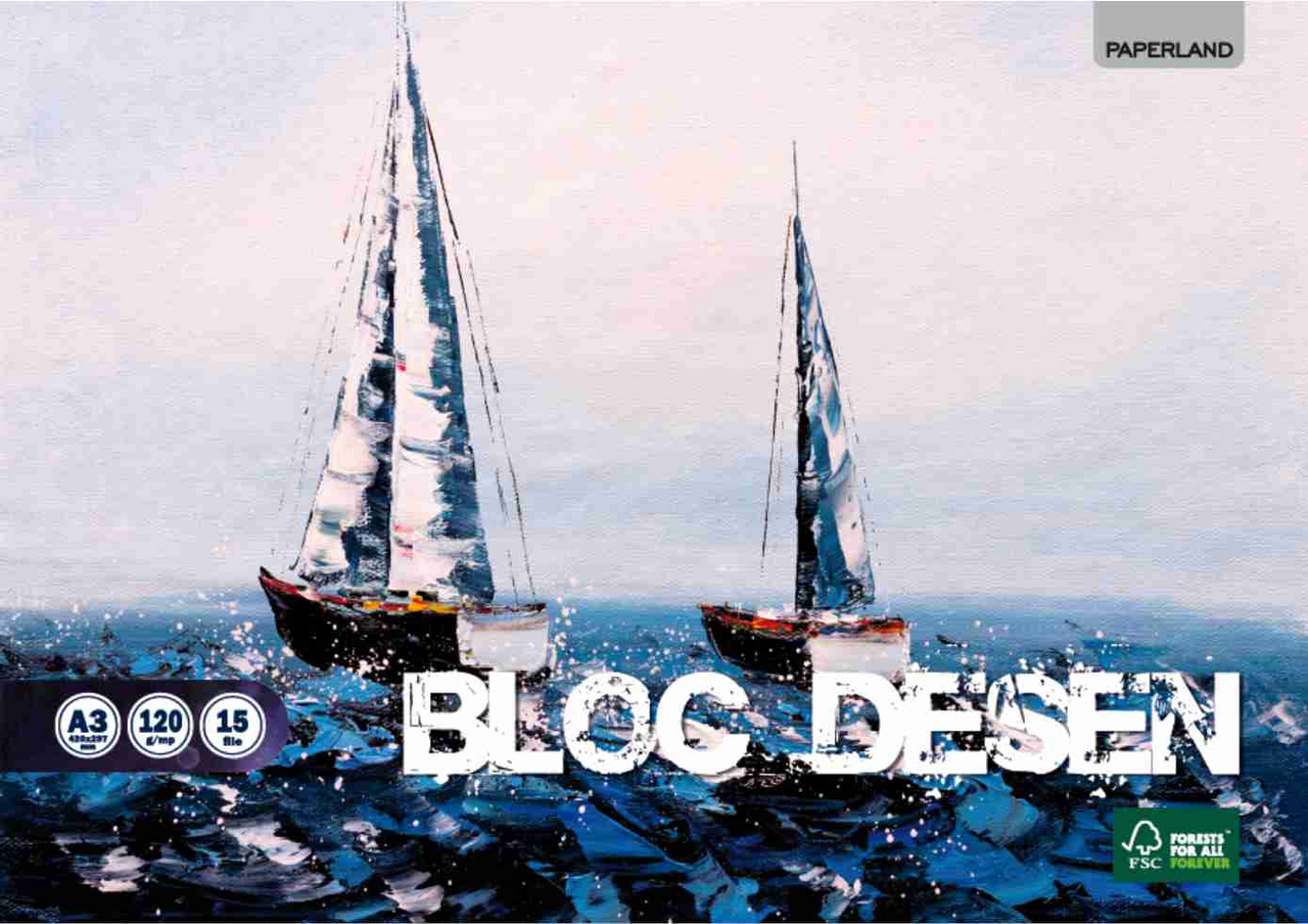 PAPERLAND Bloc de Desen A3 15 File 120 g 10 bucati