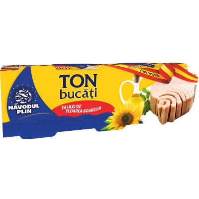 NAVODUL PLIN Ton Bucati in Ulei de Floarea Soarelui 3 x 80 g - WALTI