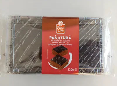 Fine Life Prajitura Crema Cacao si Aroma de Rom cu Glazura si Decor Cacao 220 g - WALTI