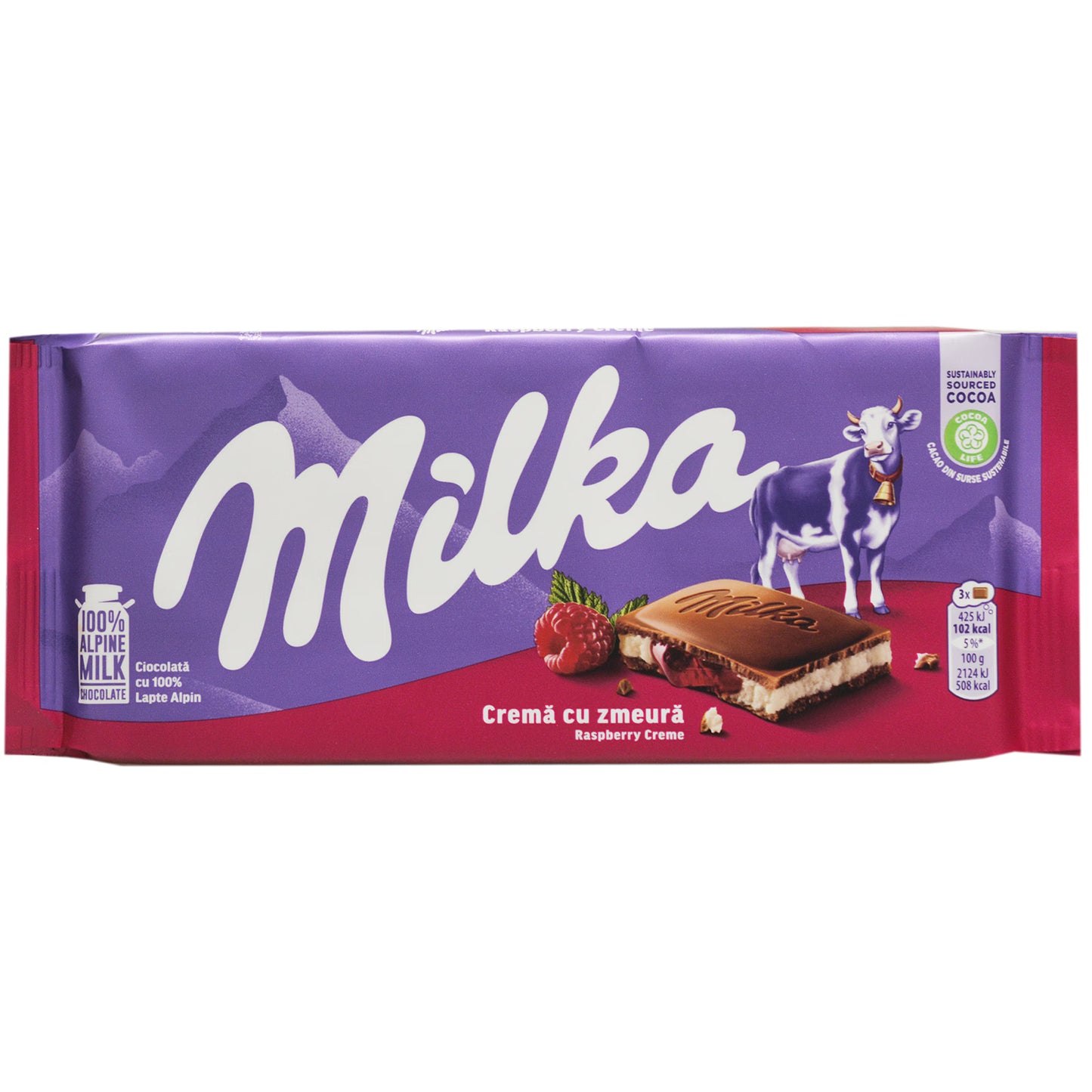 milka Ciocolata Lapte si Crema Zmeura 100 g