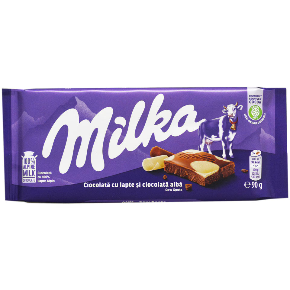 milka Ciocolata Lapte Alpin si Ciocolata Alba 90 g