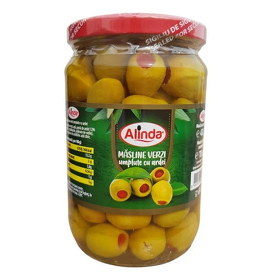 Alinda Masline Verzi cu Ardei 400 g