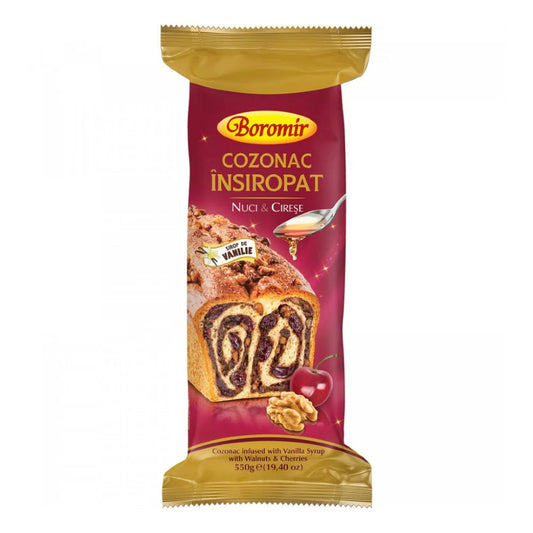 Boromir Cozonac Insiropat cu Cirese si Nuci 550 g