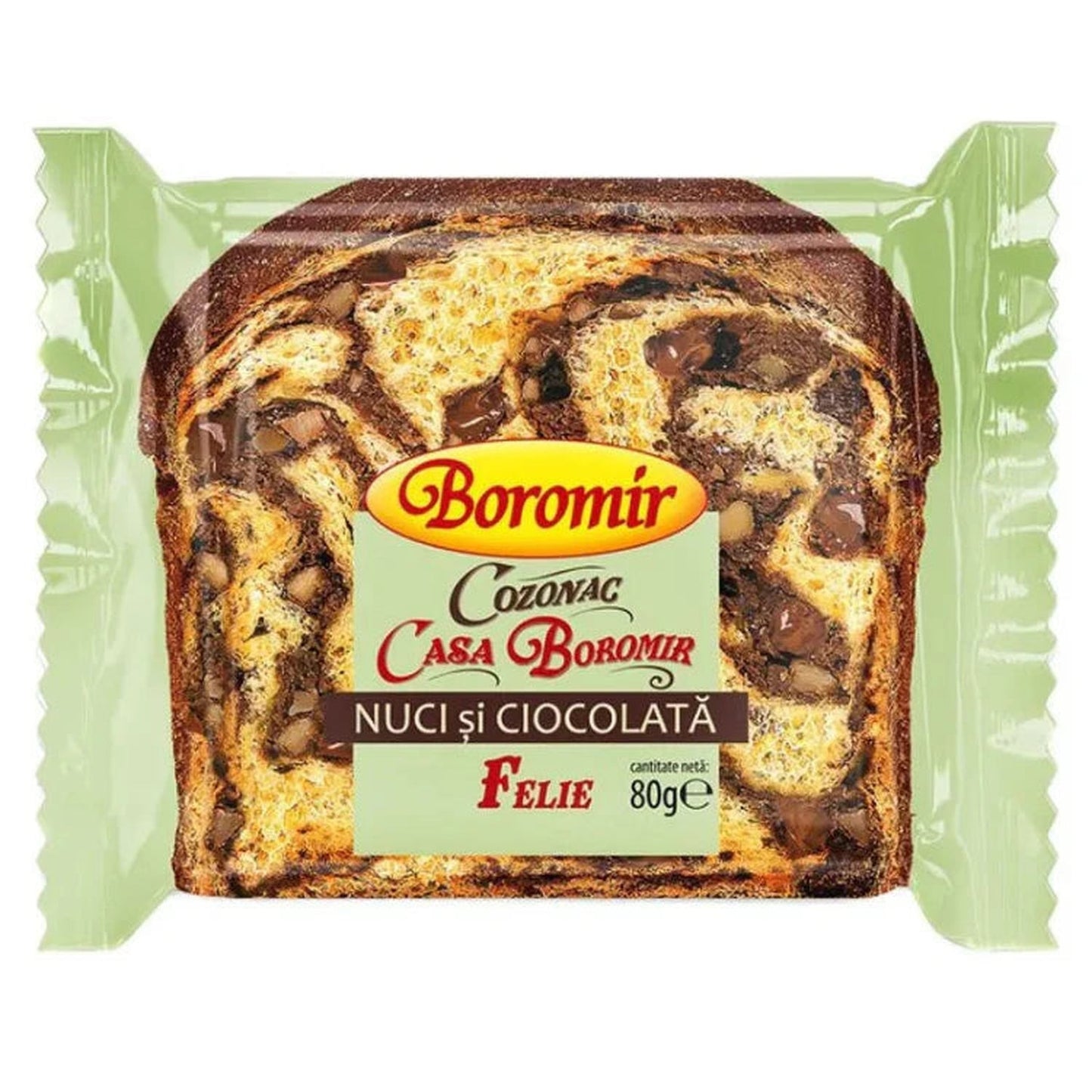 Boromir Felie de Cozonac cu Nuci si Ciocolata 80 g