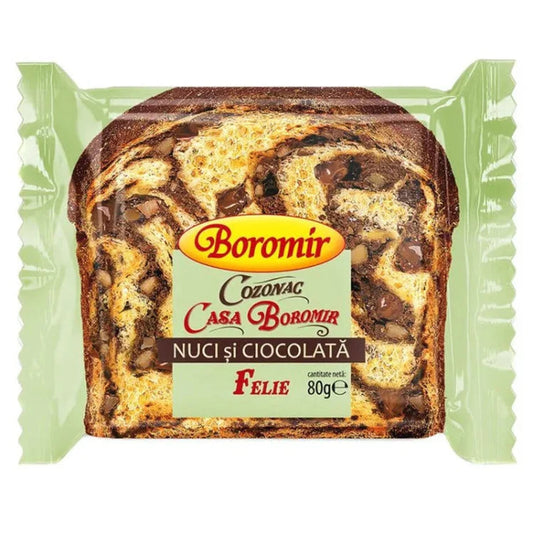 Boromir Felie de Cozonac cu Nuci si Ciocolata 80 g