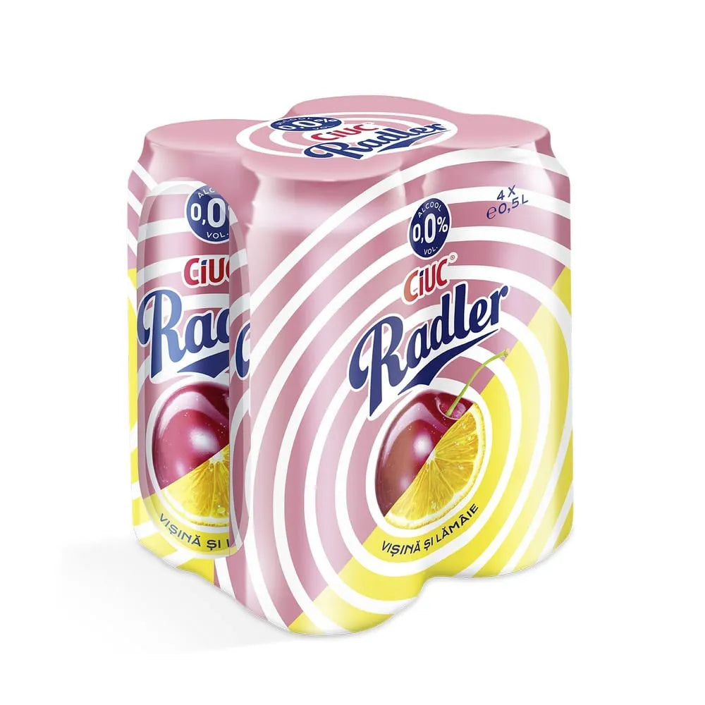 CIUC RADLER Bere cu Aroma de Visine si Lamaie 0% Alcool Doza SGR 4 x 0,5 L - WALTI