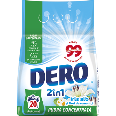 DERO 2 in 1 Detergent Rufe Iris Alb 1,5 Kg
