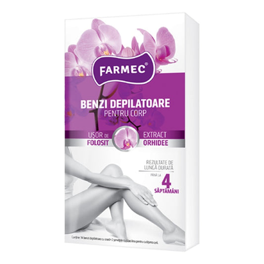 FARMEC Benzi Depilatoare Corp cu Orhidee 14 bucati