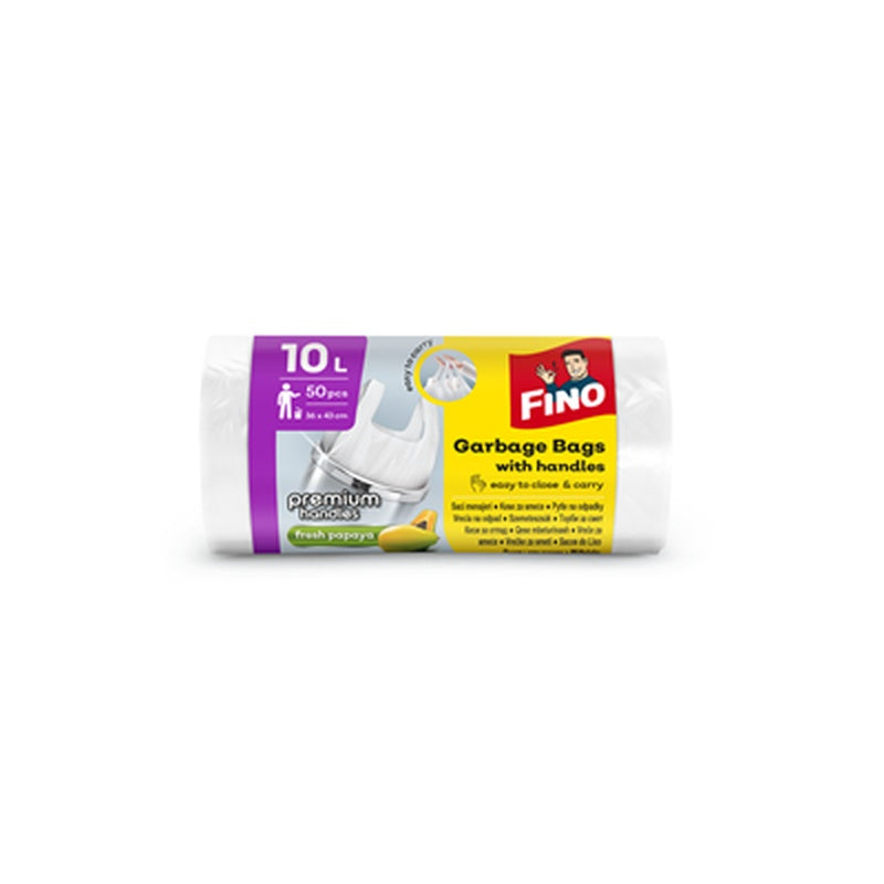 FINO Saci menajeri Premium Handles cu Aromă de Papaya 10L 50 bucati