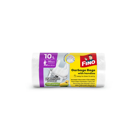 FINO Saci menajeri Premium Handles cu Aromă de Papaya 10L 50 bucati