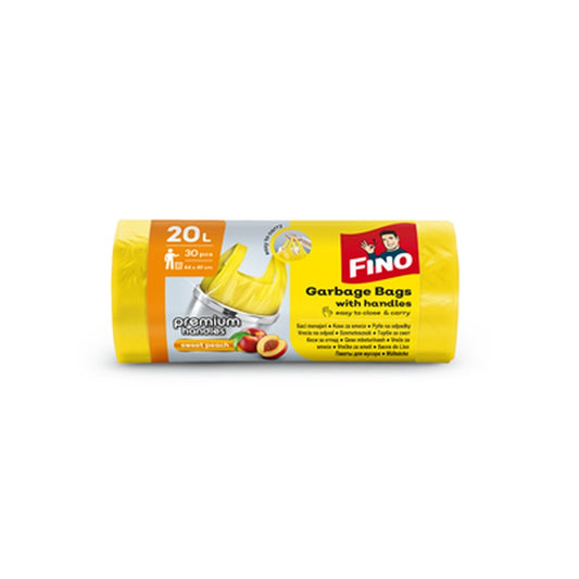 FINO Saci menajeri Premium Handles cu Aromă de Piersică 20L 30 bucati