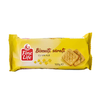 Fine Life Biscuiti Sarati cu Vin 100 g - WALTI