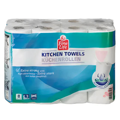 Fine Life Prosop pentru bucatiatarie cu 3 Straturi 8 Role - WALTI