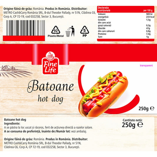 Fine Life Batoane Hot Dog 250 g
